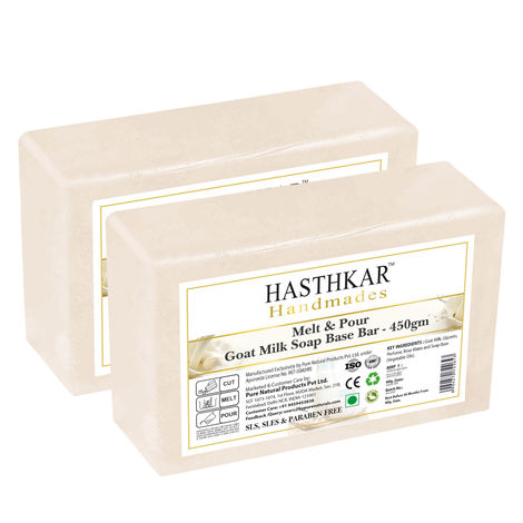 Buy Hasthkar Handmades Soap Base Bar For Soap Making Goat Milk Melt & Pour Clear Transparent Glycerine Soap base | SLS & SLES Paraben Free | 450Gm Pack of 2-Purplle