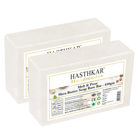 Buy Hasthkar Handmades Soap Base Bar For Soap Making Shea Butter Melt & Pour Clear Transparent Glycerine Soap base | SLS & SLES Paraben Free | 450Gm Pack of 2-Purplle