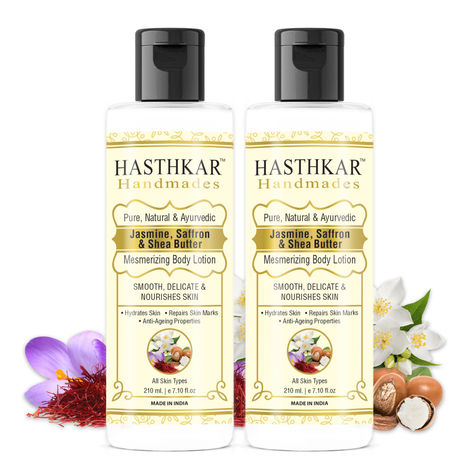 Buy Hasthkar Handmades Jasmine Saffron & Shea Butter Mesmerizing Body Lotion for Men & Women 210ml Pack of 2-Purplle