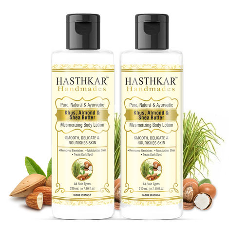 Buy Hasthkar Handmades Khus Almond & Shea Butter Mesmerizing Body Lotion for Men & Women 210ml Pack of 2-Purplle
