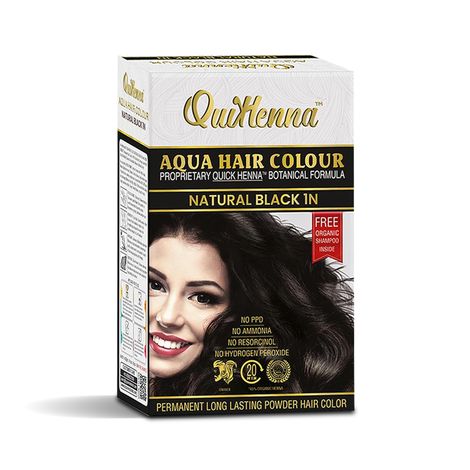 Buy QuikHenna Aqua Powder 1N Natural Black Hair Color For Unisex 110g-Purplle