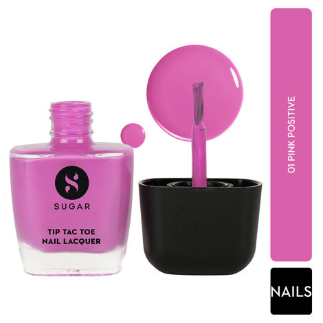 Buy SUGAR Cosmetics Tip Tac Toe Nail Lacquer Classic | Long-lasting, 100% Chip-resistant & Glossy Finish | 9 ml - 01 Pink Positive-Purplle