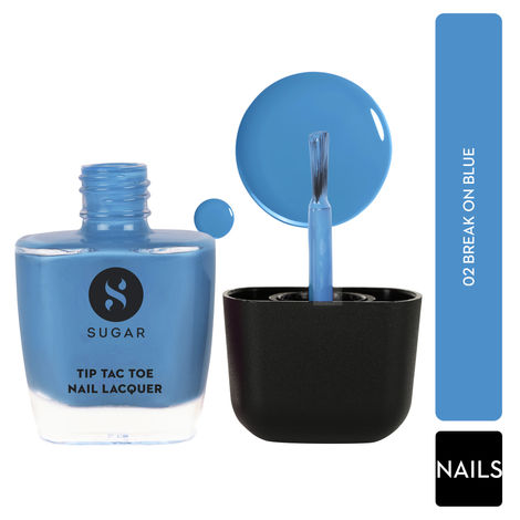 Buy SUGAR Cosmetics Tip Tac Toe Nail Lacquer Classic | Long-lasting, 100% Chip-resistant & Glossy Finish | 10ml - 02 Break On Blue-Purplle