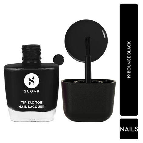 Buy SUGAR Cosmetics Tip Tac Toe Nail Lacquer Classic | Long-lasting, 100% Chip-resistant & Glossy Finish | 9 ml - 19 Bounce Black-Purplle