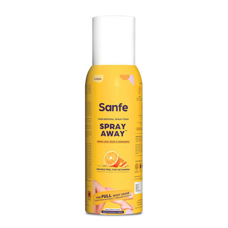 Buy Sanfe Spray Away Hair Removal Spray | For Bikini, Legs, Arms & UnderArm | Removes Hair in 10 Minutes with Skin Detan | Gives Full Body Usage in 112 ml-Purplle