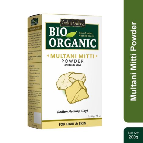 Buy Indus Valley Bio Organic Multani Mitti Powder | Natural Fuller's Earth for Face & Hair Packs | Helps Cleanse Pores & Remove Dead Skin | Helps Reduce Dandruff | 200 gm-Purplle