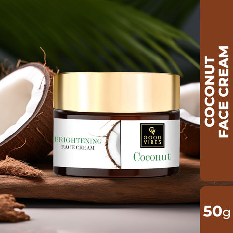 Buy Good Vibes Coconut Brightening Face Cream | Moisturizing, Provides Glow | No Parabens, No Sulphates, No Mineral Oil, No Animal Testing (50 g)-Purplle