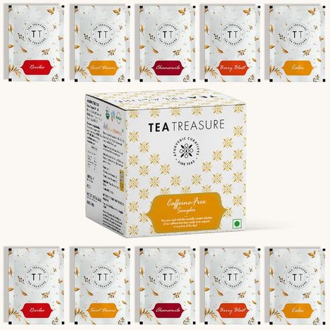 Buy Tea Treasure Caffeine free sampler-10 Tea Bags: Pure Chamomile, Rooibos Tea, Sweet dream Tea, Calm tea, Berry Blast Tea (Each 2 Tea bags)-Purplle