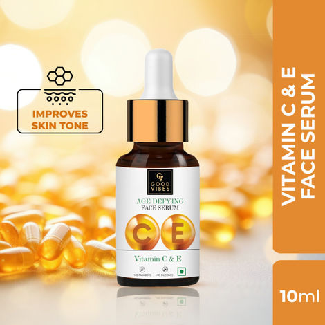 Buy Good Vibes Vitamin C & E Age Defying Face Serum | Fast Aborption | With Orange | No Parabens, No Silicones, No Sulphates, No Animal Testing (10 ml)-Purplle