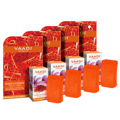 Buy Vaadi Herbals Kesar Chandan Facial Bar with Extract Orange Peel (25 g) (Pack of 4)-Purplle