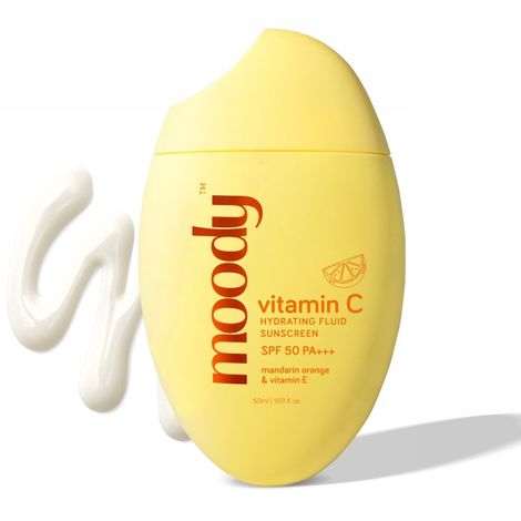 Buy Moody Vitamin C Hydrating Fluid Sunscreen SPF 50 PA +++ Mandarin Orange & Vitamin E (50 ml)-Purplle