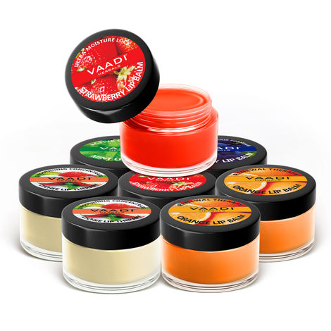 Buy Vaadi Herbals Assorted Pack of 8 Lip Balms (2 Strawberry, 2 Orange, 2 Lychee, 1 Mint and 1 Blueberry)(10 g x 8)-Purplle