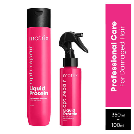 Buy Matrix Opti.Repair Professional Liquid Protein Shampoo + Porosity Spray combo for Damaged Hair with Vitamin B5 Repairs Damage from 1st Use-Purplle