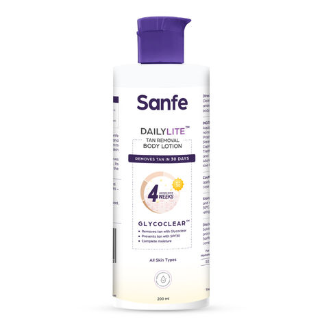 Buy Sanfe DailyLite Body Lotion | Glycopeel Technology & SPF 30 | Removes & Prevents Tanning | Non-Greasy Body Lotion - 200 ml-Purplle