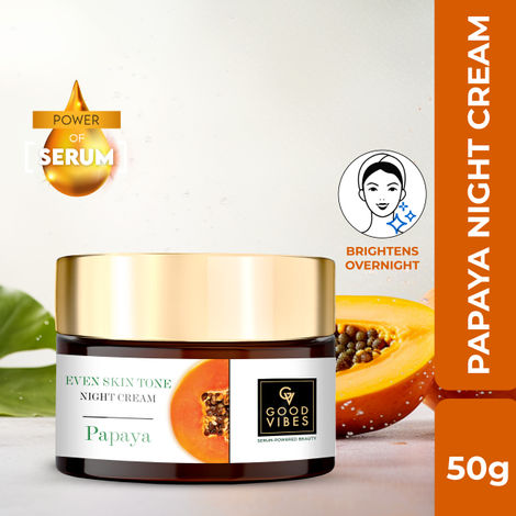 Buy Good Vibes Papaya Even Skin Tone Night Cream with Power of Serum (50 gm) | Evens Skin Tone | Nourishes and Brightens the Skin Overnight | Suitable for all skin types-Purplle