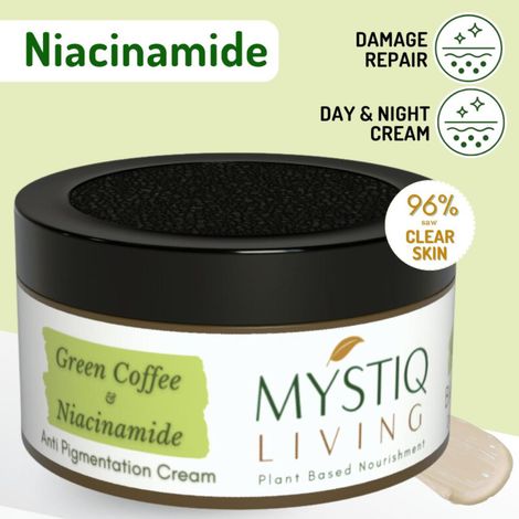 Buy Mystiq Living Anti Pigmentation Cream, Anti Blemishes Cream, Niacinamide And Kojic Acid Night Cream Green Coffee Day & Night Cream (50 gm) Dark Spots Removal Night Cream For Women & Men-Purplle