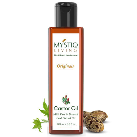 Buy Mystiq Living Originals - Castor Oil for Hair Growth, Skin Care, Moisturizing Dry Skin, Nails, Eyelash - Virgin Grade | Cold Pressed, 100% Pure and Natural - 200ml-Purplle