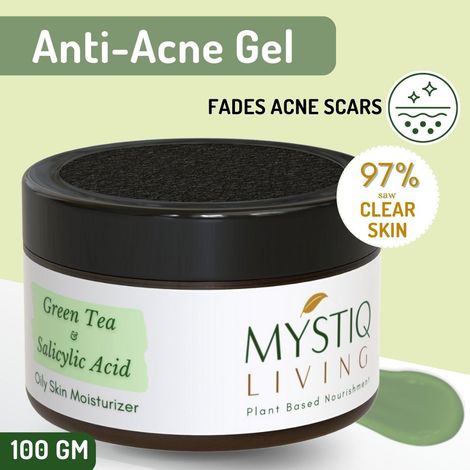 Buy Mystiq Living Anti Acne Gel Green Tea Clarity Acne Gel Cream (50 GM) Oily Skin Moisturiser, Pimple & Scar Removal, Skin Clarifying Day & Night Gel With Salicyclic Acid Tea Tree, For Women & Men-Purplle