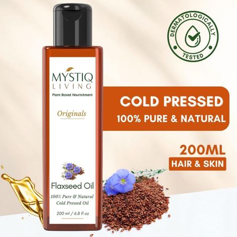 Buy Mystiq Living Flax seed Oil (200 ml) Cold Pressed | Flax Seed | Massage Oil | Flax seeds For Hair | Flaxseed Oil | For Hair, Skin & Body | 100% Pure and Natural-Purplle
