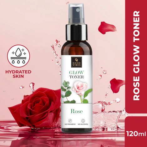 Buy Good Vibes Rose Glow Toner | Lightweight, Brightening, Gulab Jal, Face mist (120 ml)-Purplle