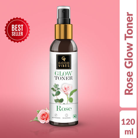Buy Good Vibes Rose Glow Toner | Lightweight, Brightening| With Honey | No Alcohol, No Sulphates, No Parabens, No Mineral Oil, No Animal Testing (120 ml)-Purplle