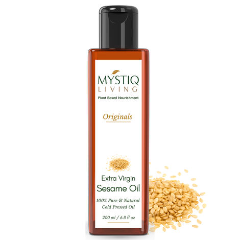 Buy Mystiq Living Originals - Extra Virgin Sesame Oil, Organic | For Hair, Body, Skin Care, Massage | Cold Pressed | 100% Pure & Natural - 200ML-Purplle