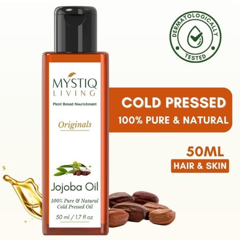 Buy Mystiq Living Jojoba Oil Pure and Cold Pressed (50 ml) For Face, Skin, Body & Hair Growth-Purplle