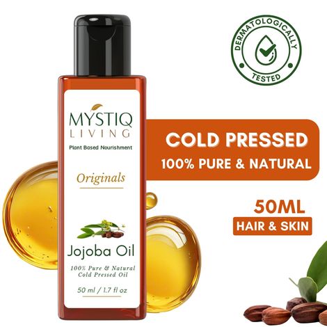 Buy Mystiq Living Jojoba Oil Pure and Cold Pressed (50 ml) For Face, Skin, Body & Hair Growth-Purplle