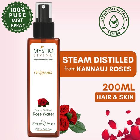 Buy Mystiq Living Rose Water Toner Spray (200 ml) | Gulab Jal | 100% Pure Rose Water for Face | | Gulabari Rose Water | For Dry Skin | Rosewater | Natural Skin Toner | Pure & Natural Hydrosol For Skin, Hair & Face-Purplle