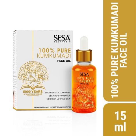 Buy Sesa Kumkumadi Oil 15ml - 100% pure Kumkumadi Tailam - for Radiant & glowing face - Helps reduce dark spots & pigmentation - Skin Lightening - Skin Brightening - Anti Ageing , helps smoothen fine lines & wrinkles-Purplle