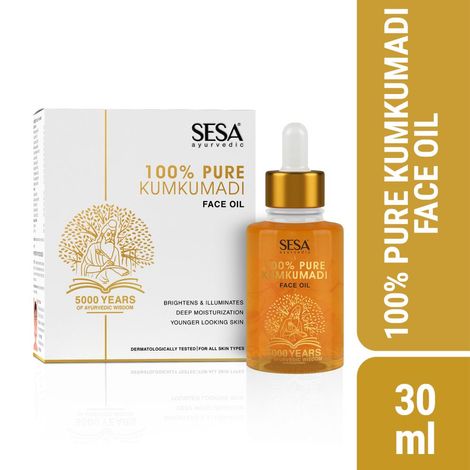 Buy Sesa Kumkumadi Oil 30ml - 100% pure Kumkumadi Tailam - for Radiant & glowing face - Helps reduce dark spots & pigmentation - Skin Lightening - Skin Brightening - Anti Ageing , helps smoothen fine lines & wrinkles-Purplle