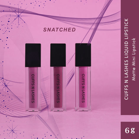 Buy Cuffs N Lashes Matte Mini Set of 3 Matte Liquid Lipstick, Snatched (6 gm)-Purplle
