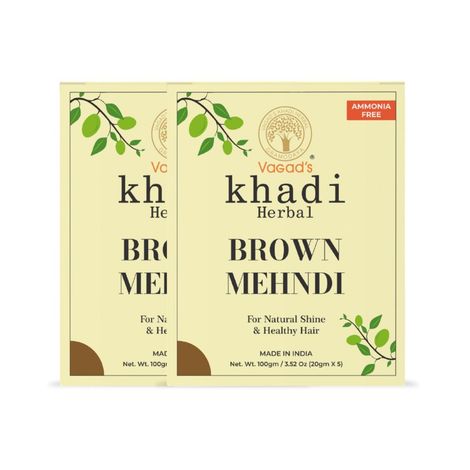 Buy Vagad's Khadi Herbal Gramodaya Brown Mehndi 100 gm | Natural | Ammonia Free Henna (Pack of 2)-Purplle