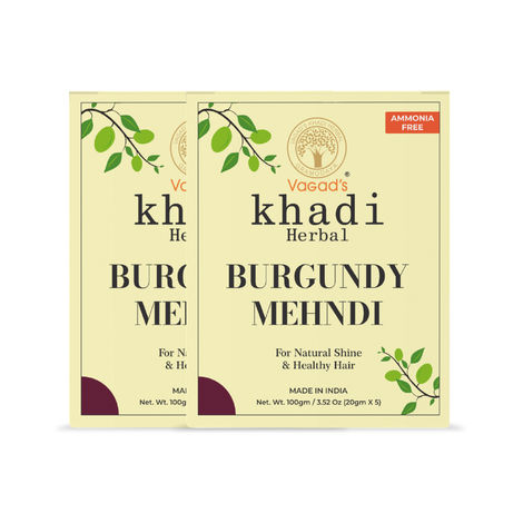 Buy Vagad's Khadi Herbal Gramodaya Burgundy Mehndi 100gm | Natural | Ammonia Free Henna (Pack of 2)-Purplle