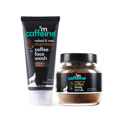 Buy mCaffeine Coffee Body Scrub(Small size) + Expresso Coffee Face Wash duo, Combo of 2-Purplle