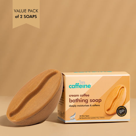 Buy mCaffeine Cream Coffee Bathing Soap 75g (Pack of 2)-Purplle