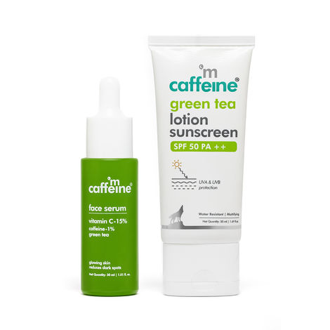 Buy mCaffeine Green Tea Glow & Protect Essentials Combo of 2-Purplle