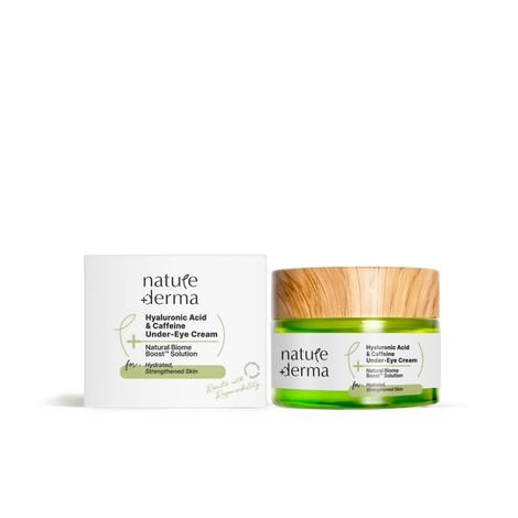 Buy Nature Derma Hyaluronic Acid and Caffeine Under-Eye Cream with Natural Biome-Boost™ Solution for Hydrated, Strengthened Skin-Purplle