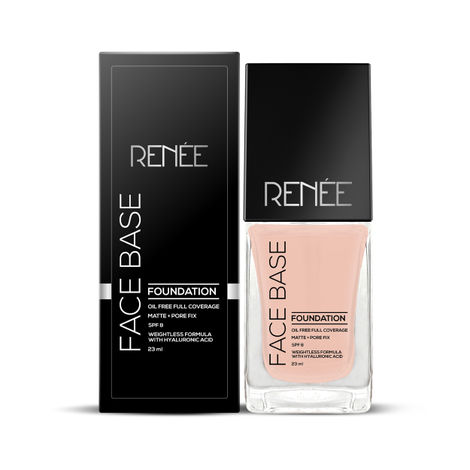 Buy RENEE Face Base Liquid Foundation- Frappe, Enriched with Hyaluronic Acid & Vitamin E, Provides SPF 8 Protection, Weightless, Long-lasting Matte Finish, 23 ml-Purplle