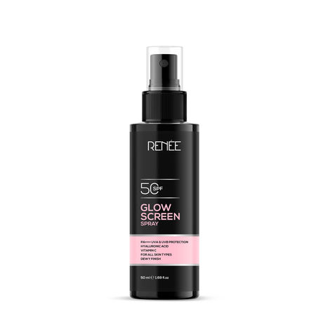 Buy RENEE Glowscreen Spf 50 Sunscreen Spray - 50 ml, Pa++++ for Uva & Uvb Protection, Enriched With Hyaluronic Acid & Vitamin C, Lightweight, Non Greasy, Quick Absorbing With No White Cast-Purplle