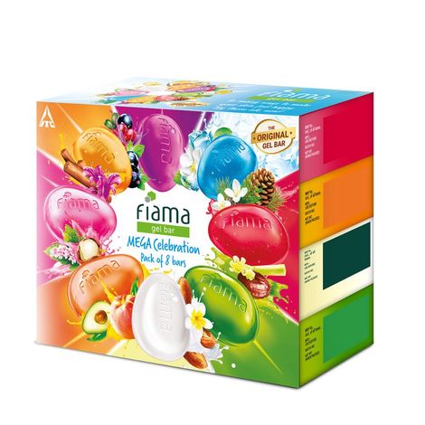 Buy Fiama Gel Bathing Bar Mega Celebration Pack, With 8 Unique Gel Bars, Skin Conditioners For Moisturized Skin, 1000 gm (125g - Pack of 8)-Purplle