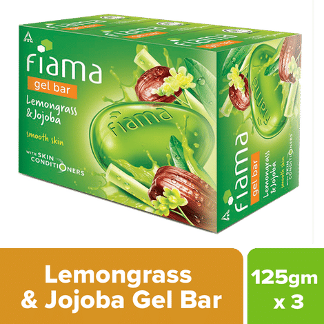 Buy Fiama Gel Bar, Lemongrass And Jojoba for Smooth Skin, With Skin Conditioners For Moisturized Skin, 375 gm (125g - Pack of 3), For All Skin Types-Purplle