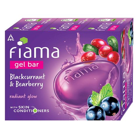 Buy Fiama Gel Bar Blackcurrant and Bearberry for radiant glowing skin, with skin conditioners, 125 g soap (Pack of 3)-Purplle