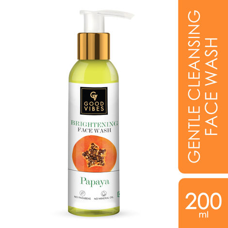 Buy Good Vibes Papaya Brightening Face Wash | Deep Pore Cleansing, Non-Drying | With Mulberry | No Parabens, No Mineral Oil, No Animal Testing (200 ml)-Purplle