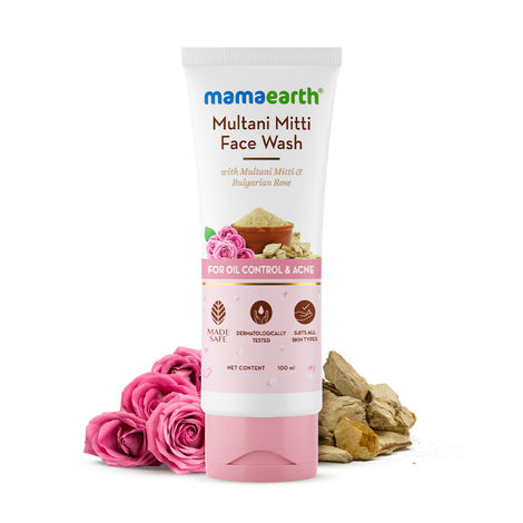 Buy Mamaearth Multani Mitti Face Wash with Multani Mitti & Bulgarian Rose For Oil Control & Acne (100 ml)-Purplle