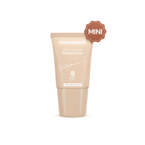 Buy Mamaearth Glow Serum Foundation Mini Tube with Vitamin C & Turmeric - 18 ml - 03 Nude Glow-Purplle
