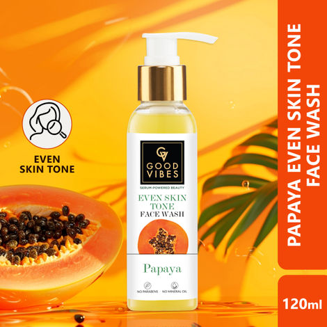 Buy Good Vibes Papaya Brightening Even Skin Tone Face Wash with Power of Serum (120ml)-Purplle