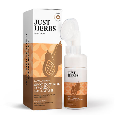 Buy Just Herbs Papaya Lemon Spot Control Foaming Face Wash for Pigmentation & Dark Spots, Suitable for Men & Women, 100 ml-Purplle