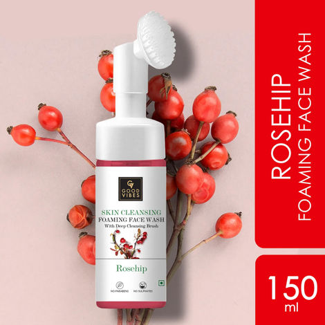 Buy Good Vibes Skin Cleansing Foaming Face Wash - Rosehip (150 ml)-Purplle
