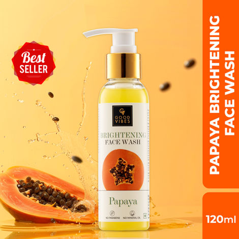 Buy Good Vibes Papaya Brightening Even Skin Tone Face Wash with Power of Serum (120ml)-Purplle